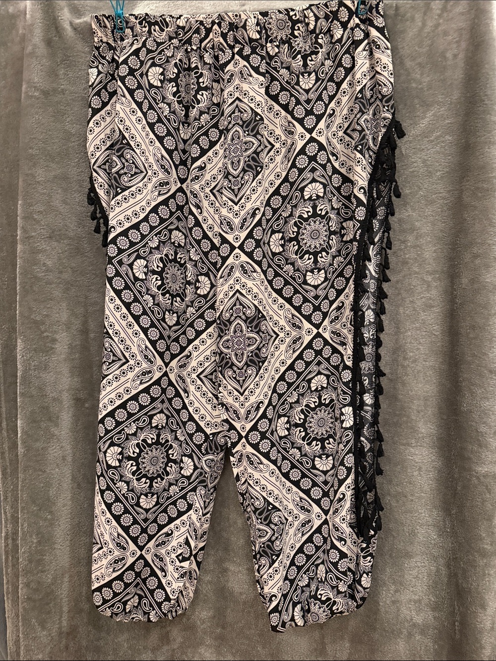 SHEIN Curve Black & White Paisley Harem Pants Coverup 4X
